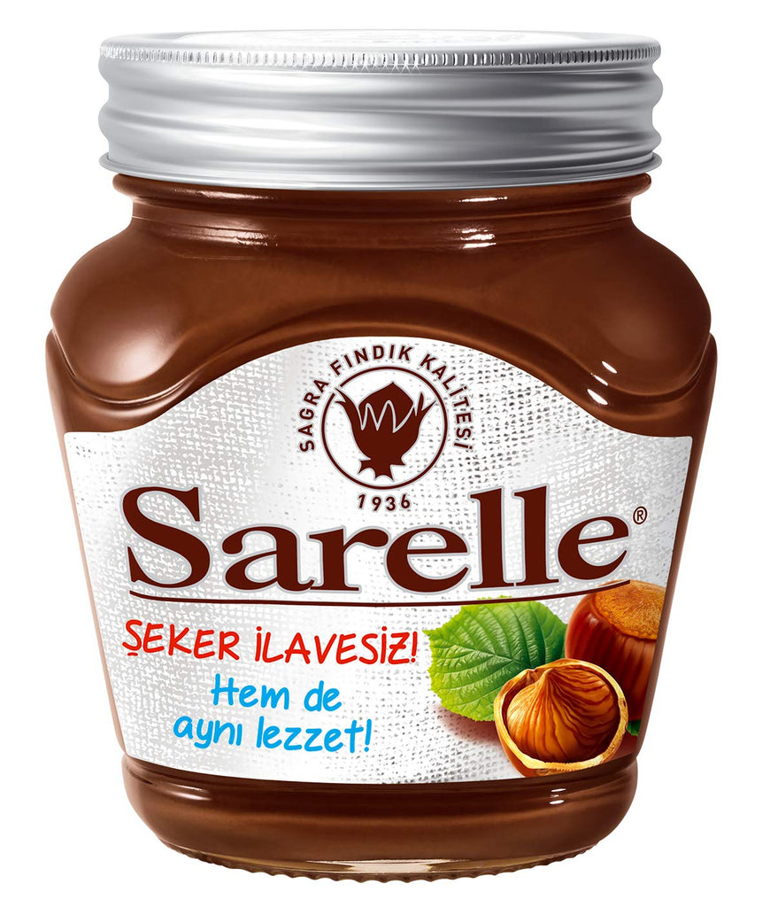Sarelle Şekersiz Kakaolu Fındık Ezmesi - Fındık Kremasi Şeker İlavesiz 350 gram