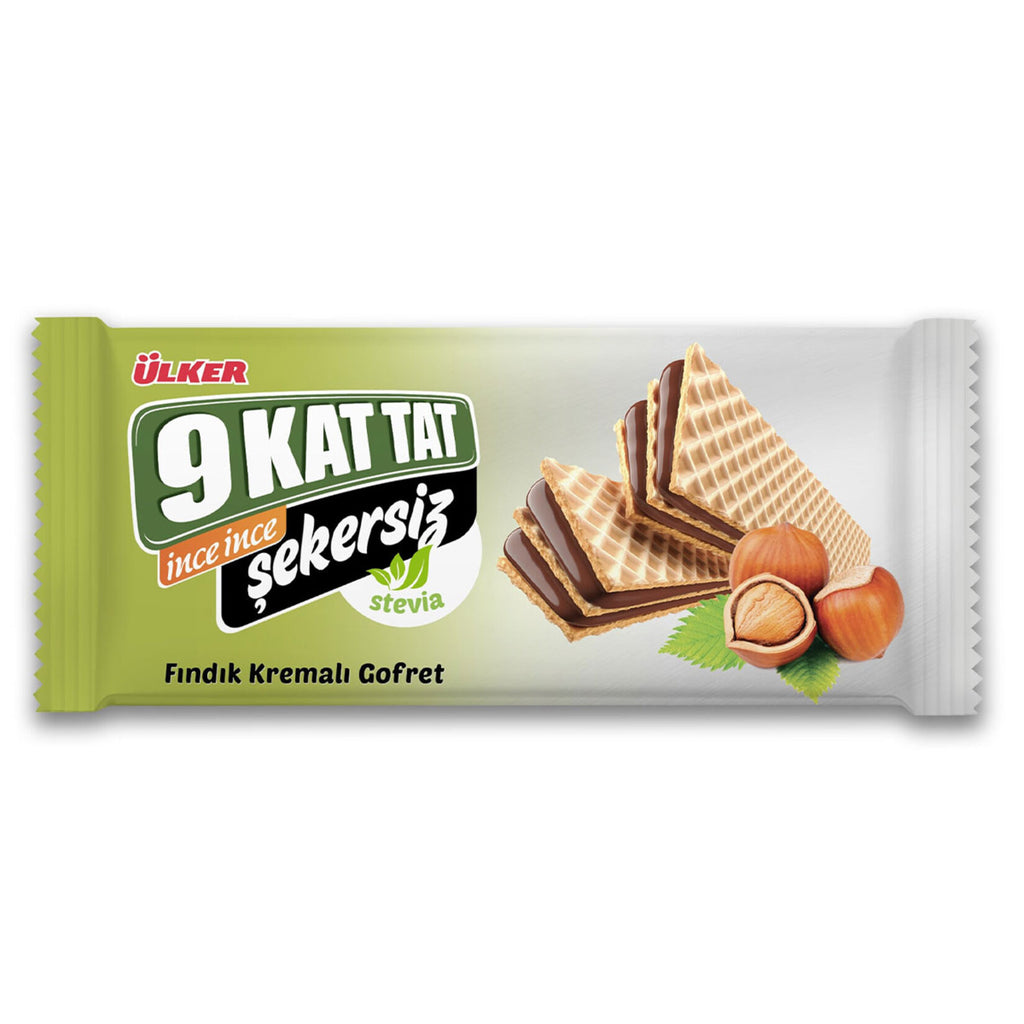 Ülker 9 Kat Tat Fındık Şekersiz - Fındık Kremali Şekersiz Gofret 118 gram