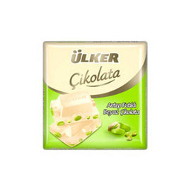 Ulker Square White Chocolate with Pistachio - Antep Fistikli Beyaz Cikolata 65 gram