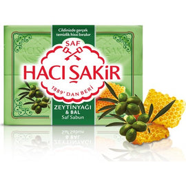 Haci Sakir Natural Olive Oil&Honey Soap - Zeytinyagi&Bal Kalip Sabun 4 Pieces x 150 gram
