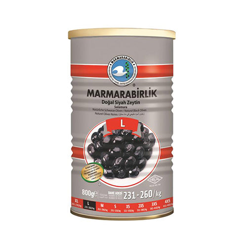 Marmarabirlik Natural Black Olives - Dogal Siyah Zeytin (L) 800 gram