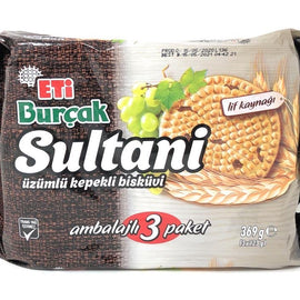 Eti Burcak Sultani Biscuit with Raisins - Burcak Yulafli Kuru Uzumlu Biskuvi 123 gram x 3 Pieces