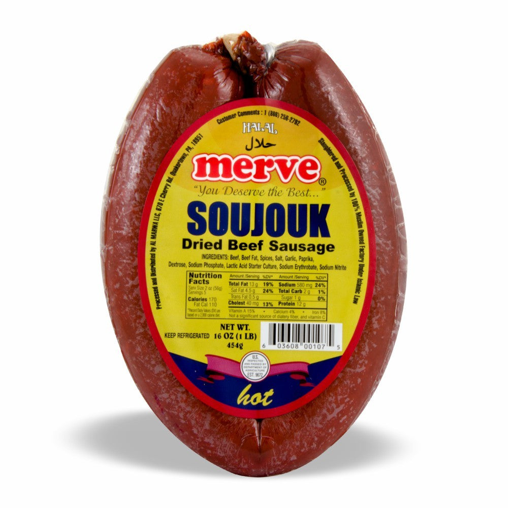 Merve Hot Beef Soujouk (Halal) - Acili Sucuk (Helal) 454 gram
