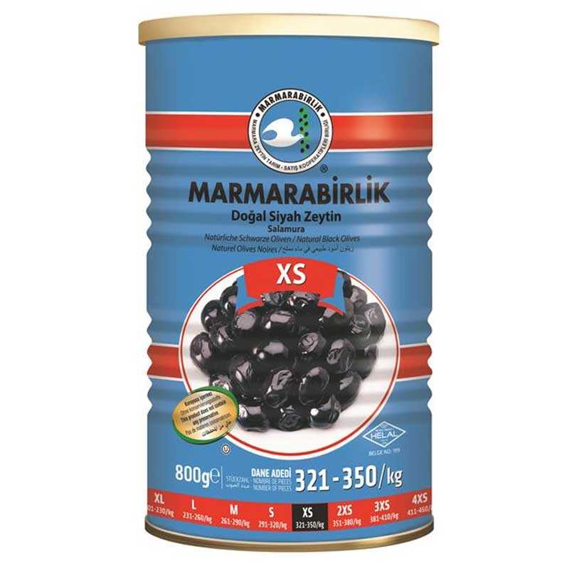 Marmarabirlik Natural Black Olives - Dogal Siyah Zeytin (XS) 800 gram