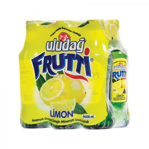 Uludag Frutti Lemon Mineral Water - Limonlu Maden Suyu 200 ml x 6 Pieces