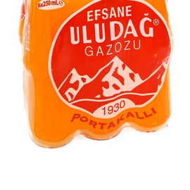 Uludag Orange Flavored Soda - Portakal Aromali Gazoz 250 ml x 6 Pieces
